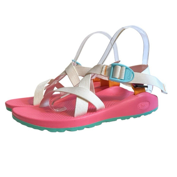 Chaco's Z/1 Classic Sandals Women’s Size 8 Watermelon Pink White Webbing Straps - Picture 1 of 15
